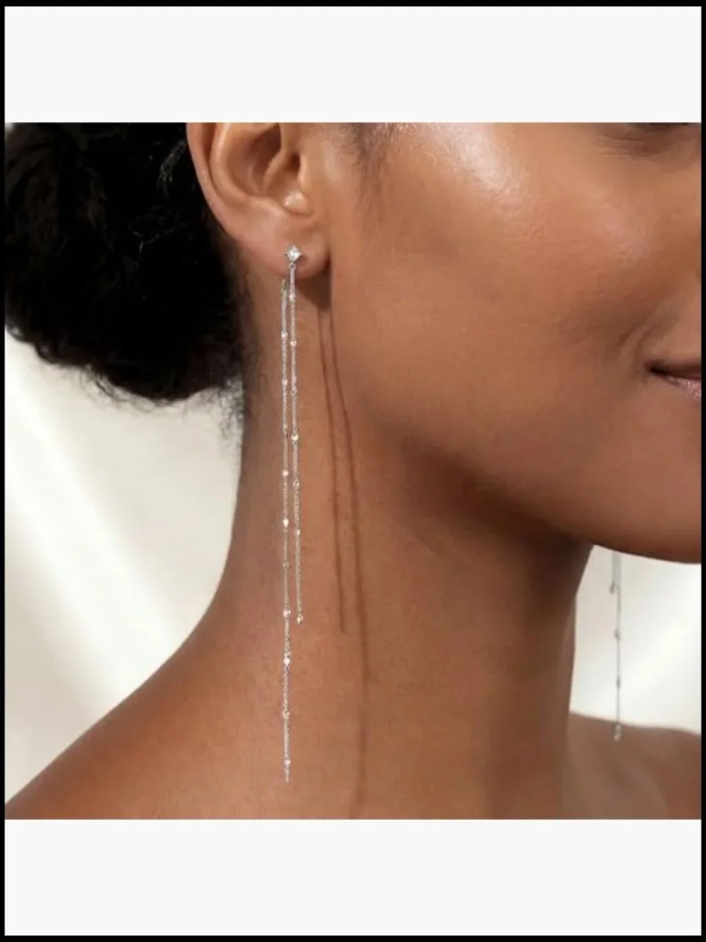 Sterling Silver Long Chain Dangle Earrings Lightweight Elegant Wedding Gift